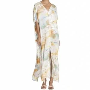 NWT JOHNNY WAS Calme Marble Print Puff Slv  Kaftan Dress sz L/XL